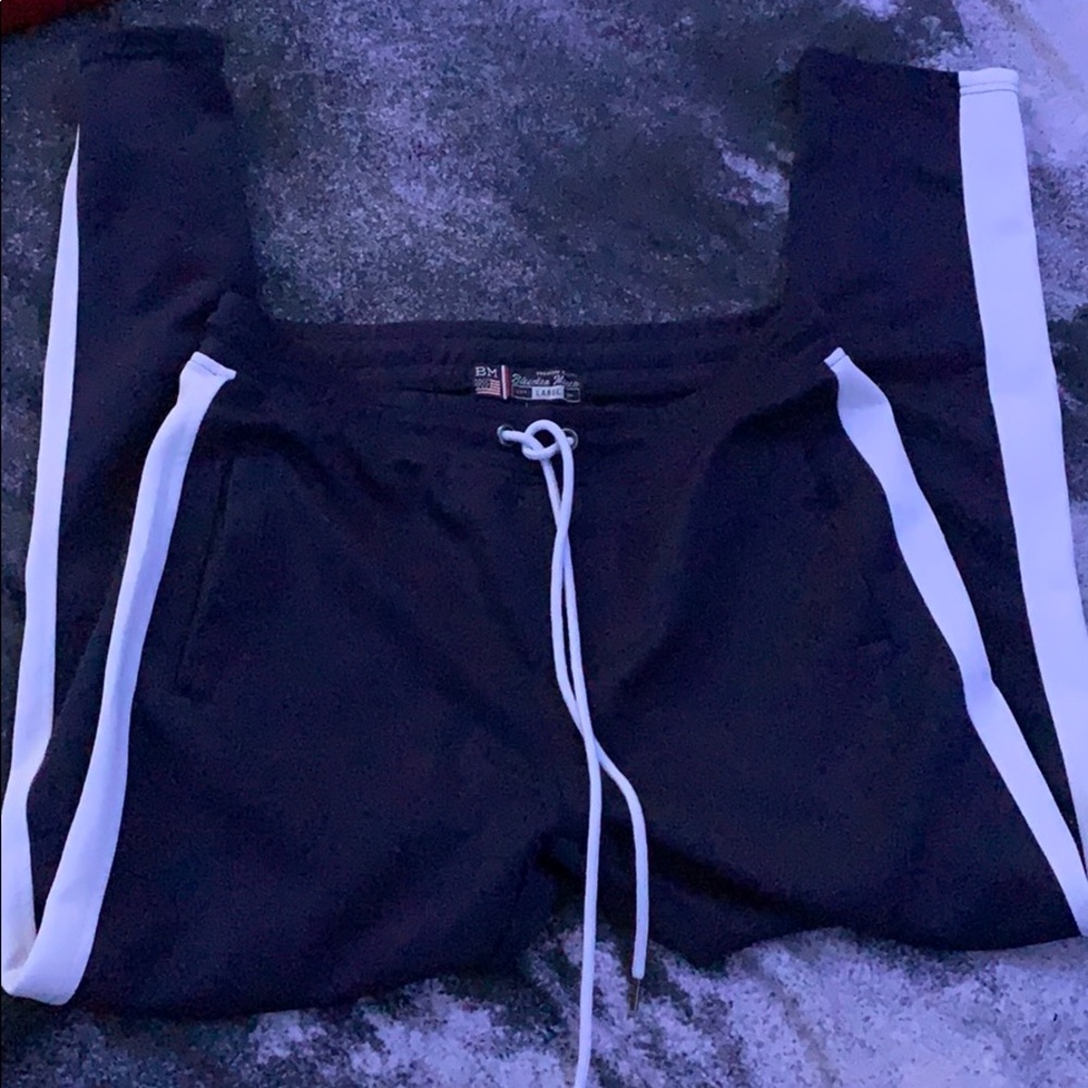 Navy blue white stripe pants